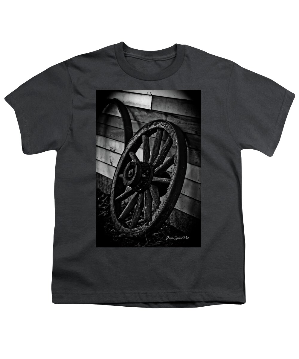 Old Youth T-Shirt featuring the photograph Old Wagon Wheel by Joann Copeland-Paul