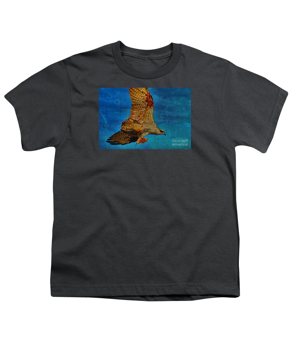 Osprey Youth T-Shirt featuring the painting Osprey Fish Eagle by Deborah Benoit