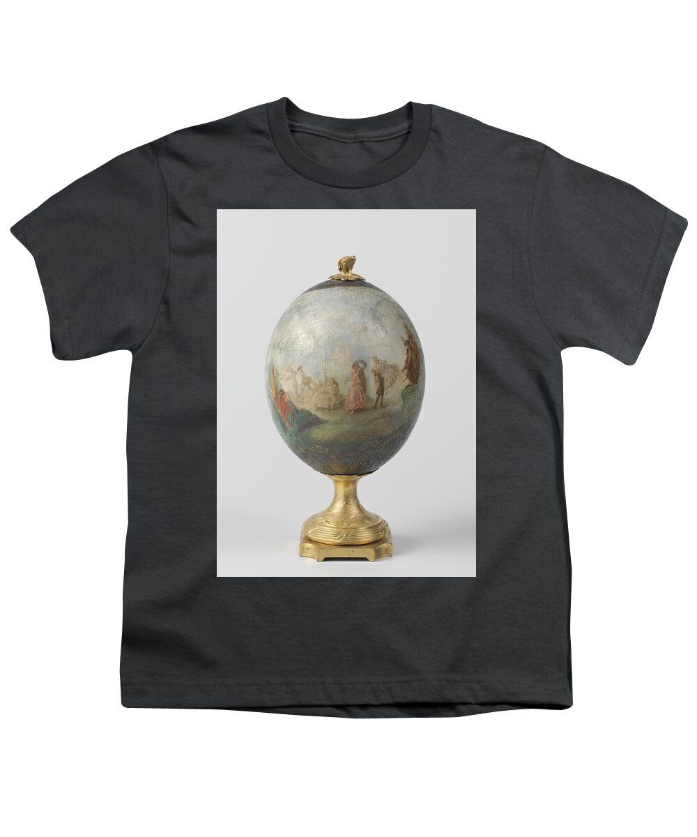Ostrich Egg On The Basis Of Gilded Bronze Youth T-Shirt featuring the painting Ostrich egg on the basis of gilded bronze with painted depiction of a dance in the open air with or by Vintage Collectables