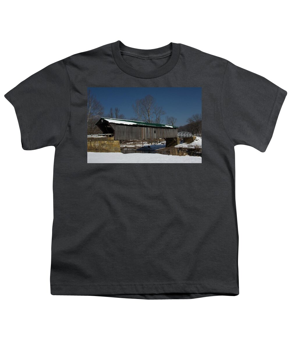 Historic Youth T-Shirt featuring the photograph Otway Covered Bridge Winter by Kevin Craft