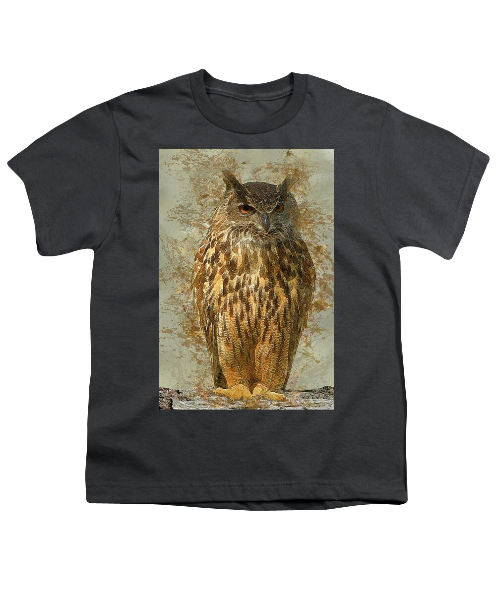  Owl Youth T-Shirt featuring the painting Owl by Jack Zulli