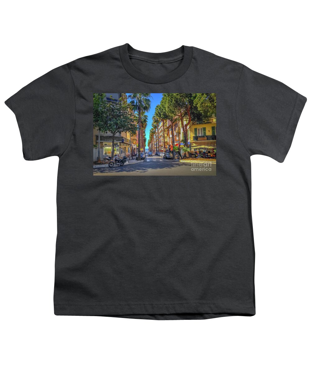 Cote D'azur Youth T-Shirt featuring the photograph Palm Trees On Street In Antibes, France by Liesl Walsh