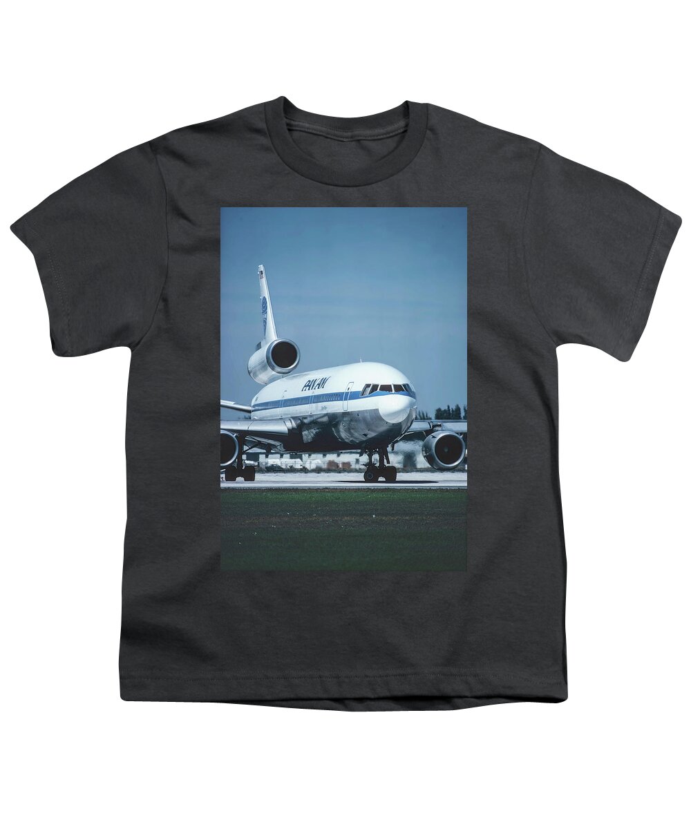 Pan American World Airways Youth T-Shirt featuring the photograph Pan American McDonnell Douglas DC-10-10 by Erik Simonsen