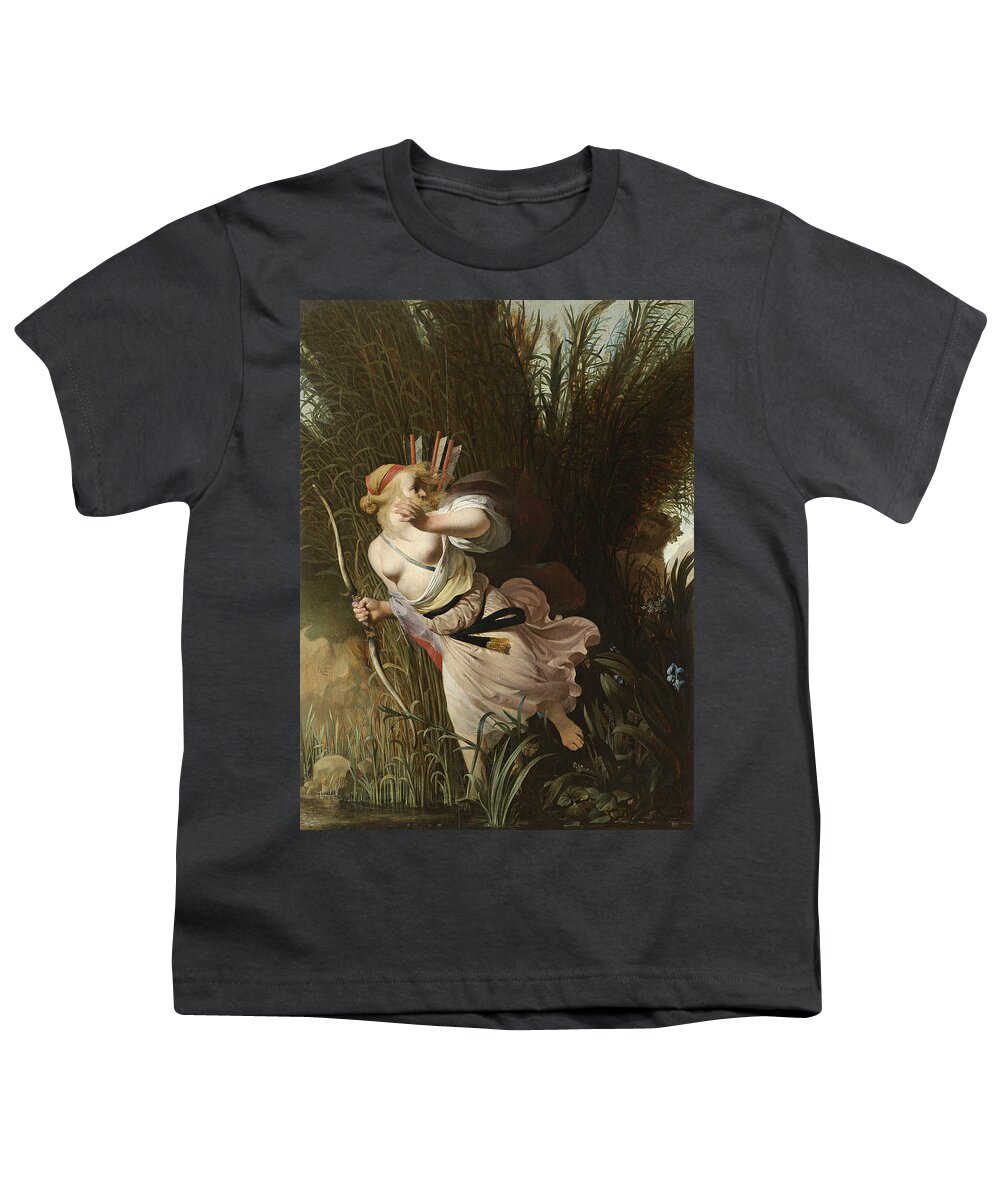 Caesar Van Everdingen Youth T-Shirt featuring the painting Pan and Syrinx by Caesar van Everdingen