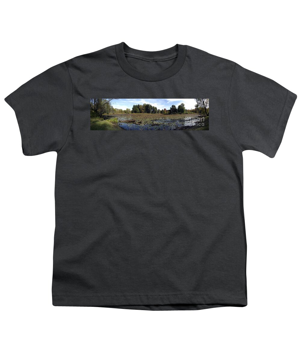 Panorama Youth T-Shirt featuring the photograph Panorama Of a Lake At Reinstein Woods Nature Preserve In New York State by Rose Santuci-Sofranko
