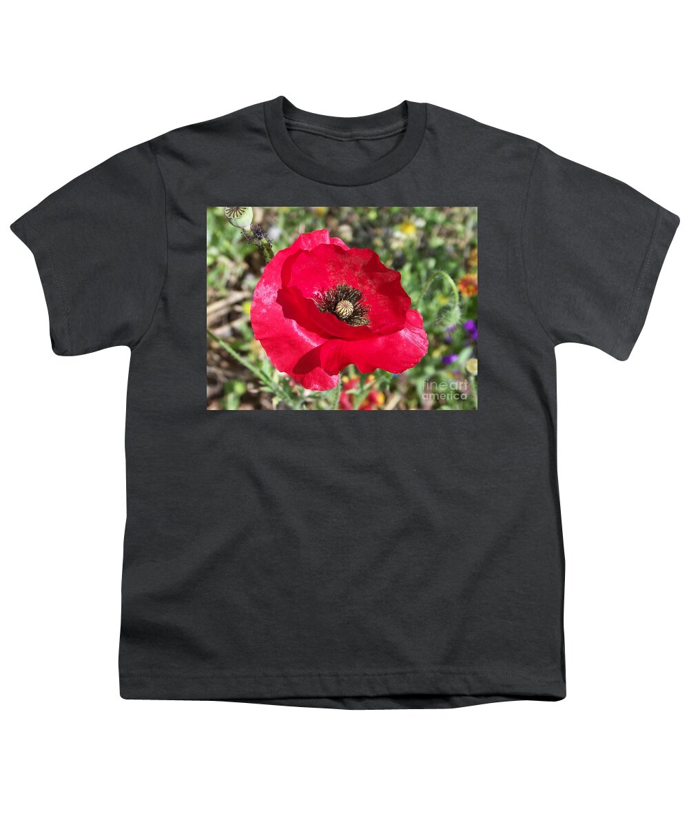 Red Youth T-Shirt featuring the photograph Paper Flower by Kathy McClure