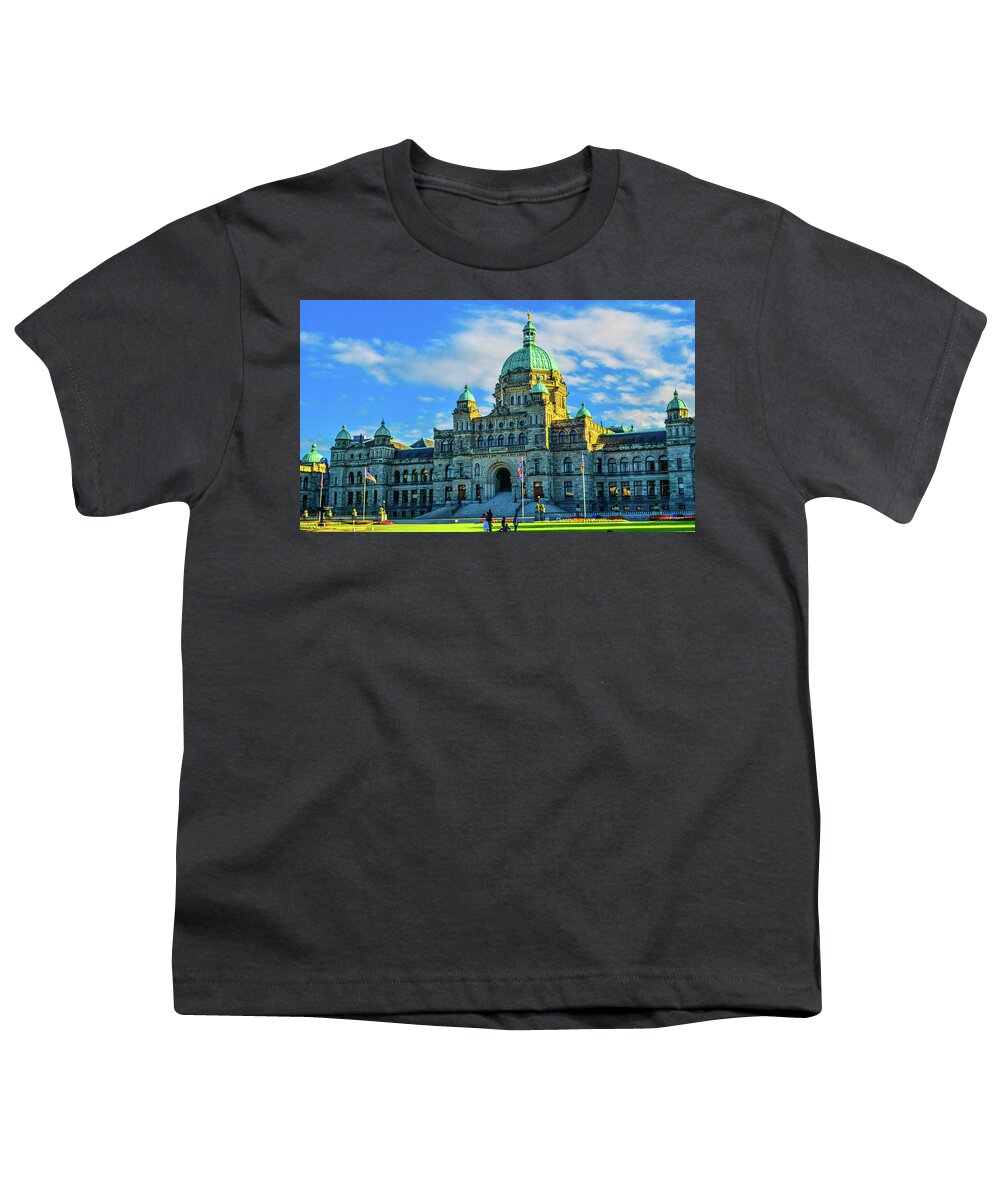 Buildings Youth T-Shirt featuring the photograph Parliament Victoria BC by Jason Brooks