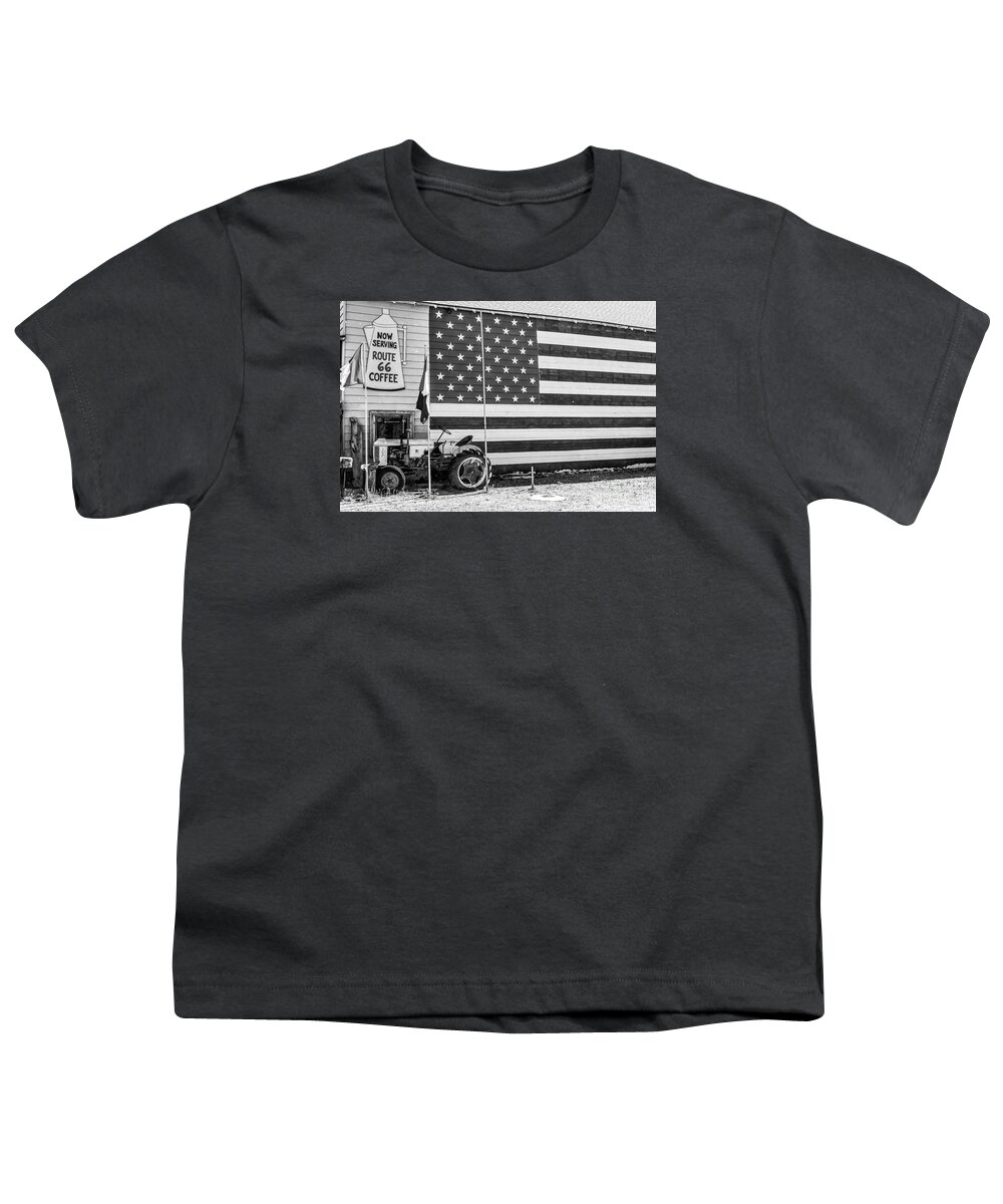 American Flag Youth T-Shirt featuring the photograph Patriotic Route 66 by Anthony Sacco