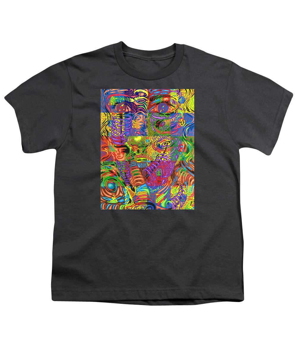 Color Youth T-Shirt featuring the drawing Patterns of Personality by Justin Jenkins