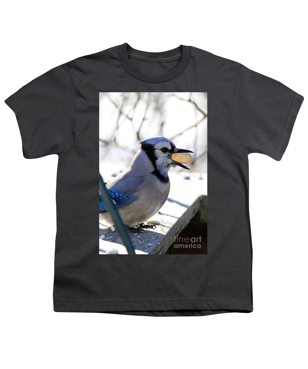 Blue Jay Youth T-Shirt featuring the photograph Peanut Eater by Rick Rauzi