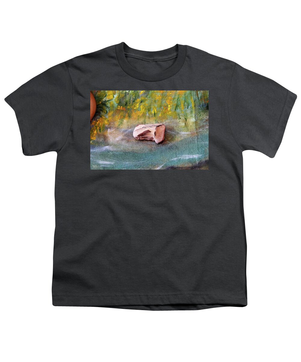 Augusta Stylianou Youth T-Shirt featuring the photograph Pebble at the Stream by Augusta Stylianou