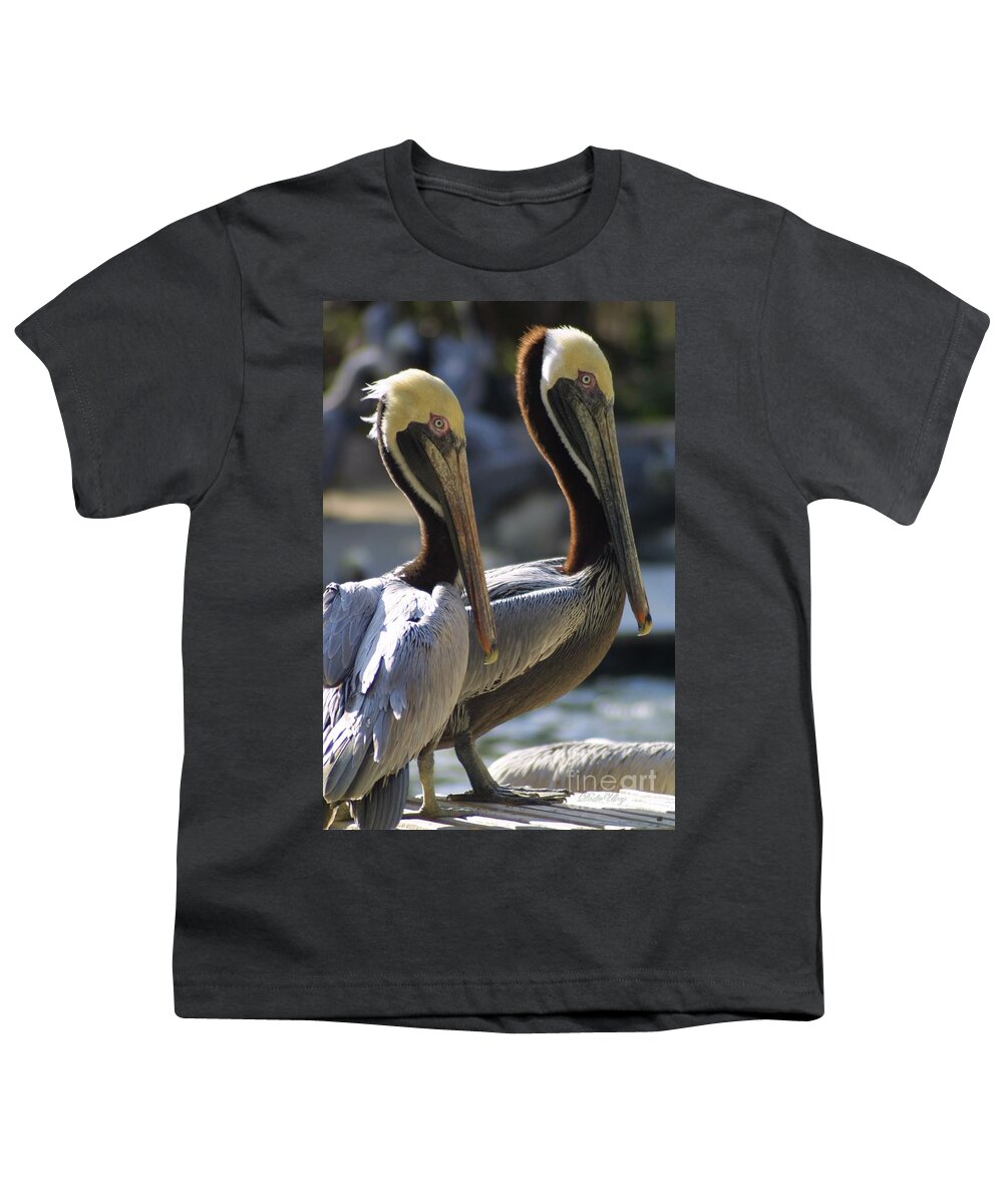 Wildlife Youth T-Shirt featuring the photograph Pelican Duo by Dodie Ulery