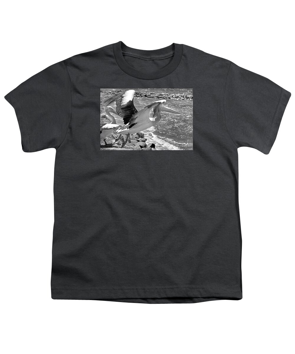 Pelican Youth T-Shirt featuring the photograph Pelican's Take Off by Miroslava Jurcik