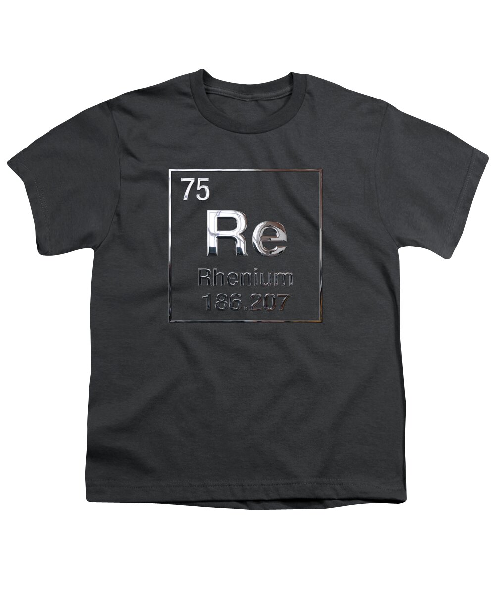 'the Elements' Collection By Serge Averbukh Youth T-Shirt featuring the digital art Periodic Table of Elements - Rhenium by Serge Averbukh