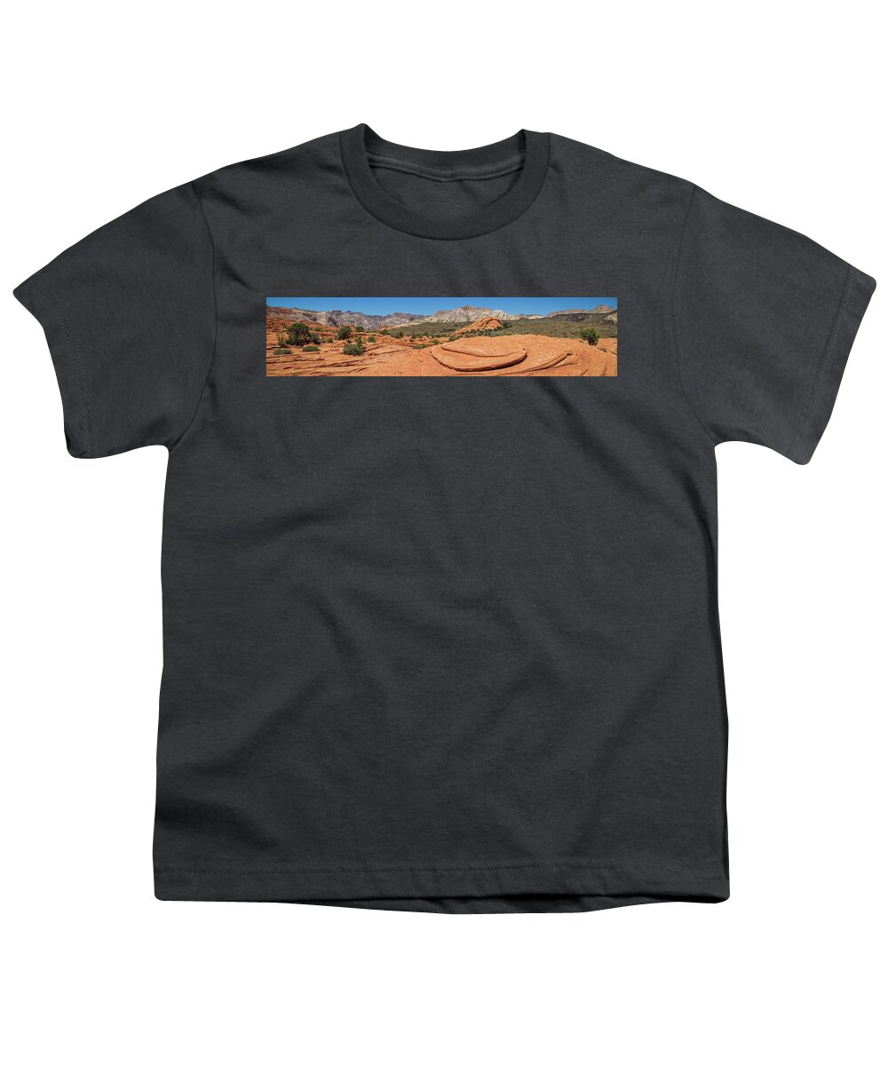Utah Youth T-Shirt featuring the photograph Petrified Dunes Panorama Snow Canyon State Park Utah by Lawrence S Richardson Jr