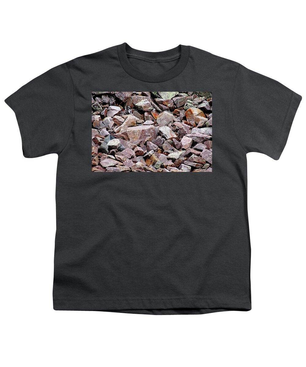 Granite Youth T-Shirt featuring the photograph Pink Granite Rock Abstract by Debbie Oppermann