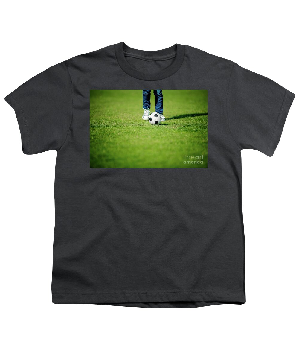 Active Youth T-Shirt featuring the photograph Playing football by Anna Om