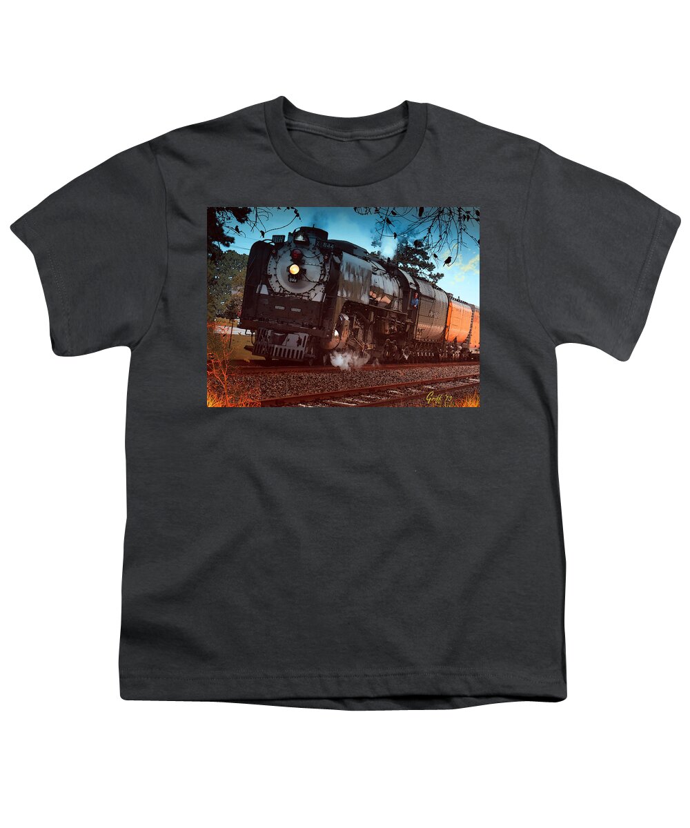 Trains Youth T-Shirt featuring the digital art Pounding UP the Texas Grade by J Griff Griffin
