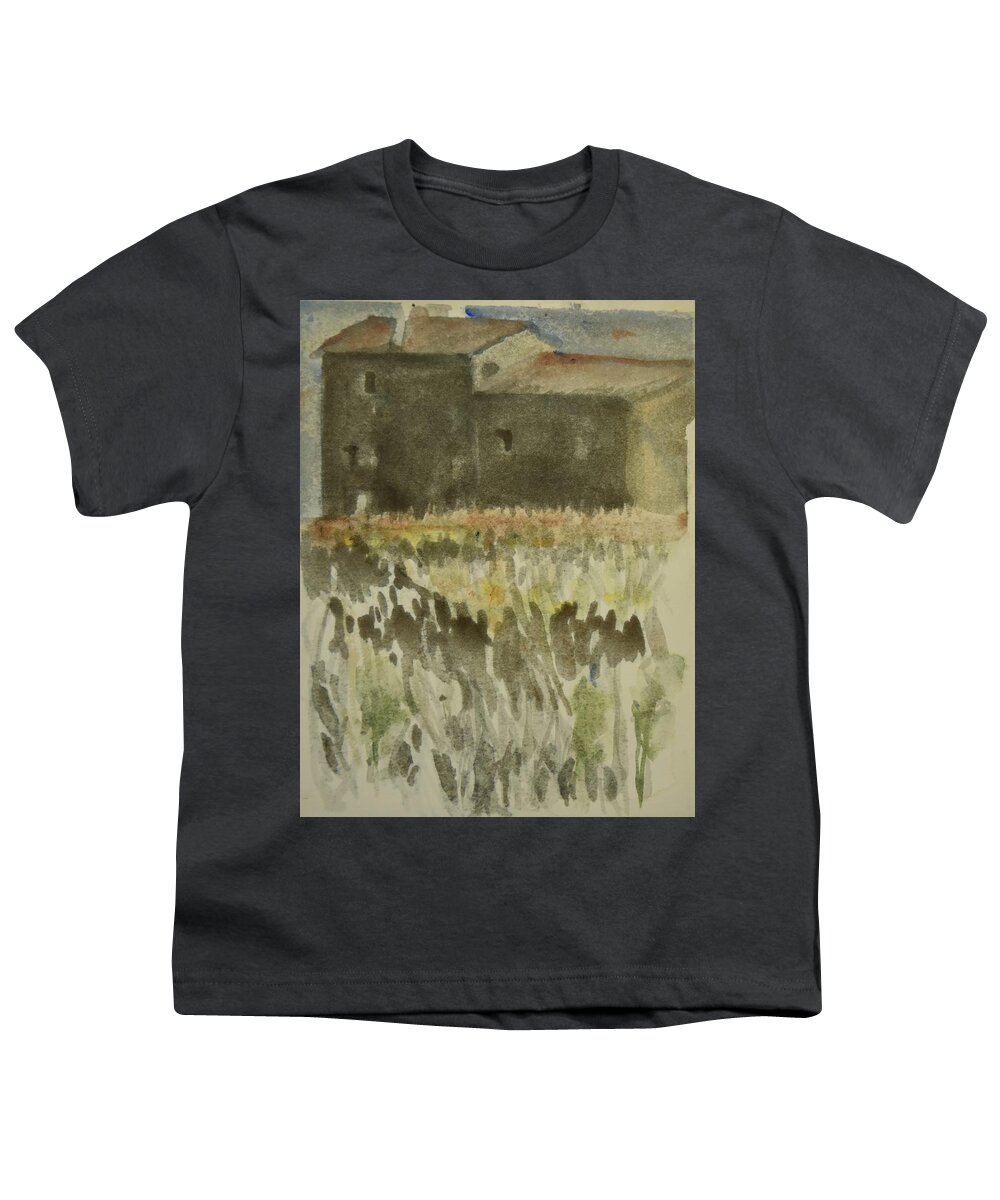 Provence Youth T-Shirt featuring the painting Provence house of stone  stenhus. Up to 80 x 100 cm by Marica Ohlsson
