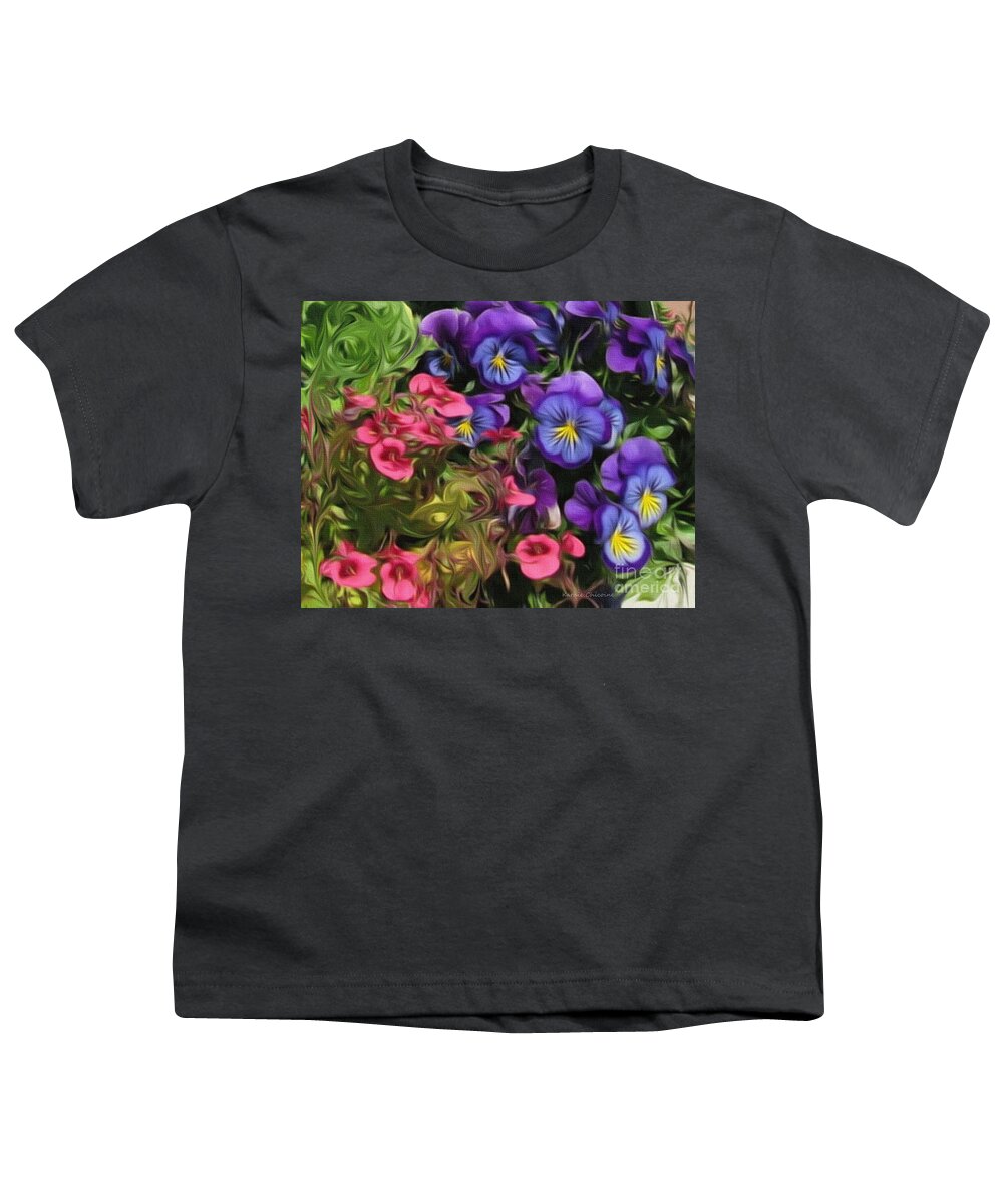 Photography Youth T-Shirt featuring the digital art Purple and Pink Beauties by Kathie Chicoine