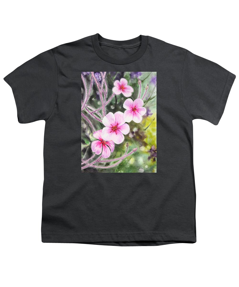 Purple Youth T-Shirt featuring the painting Purple Flowers In Golden Gate Park San Francisco by Irina Sztukowski