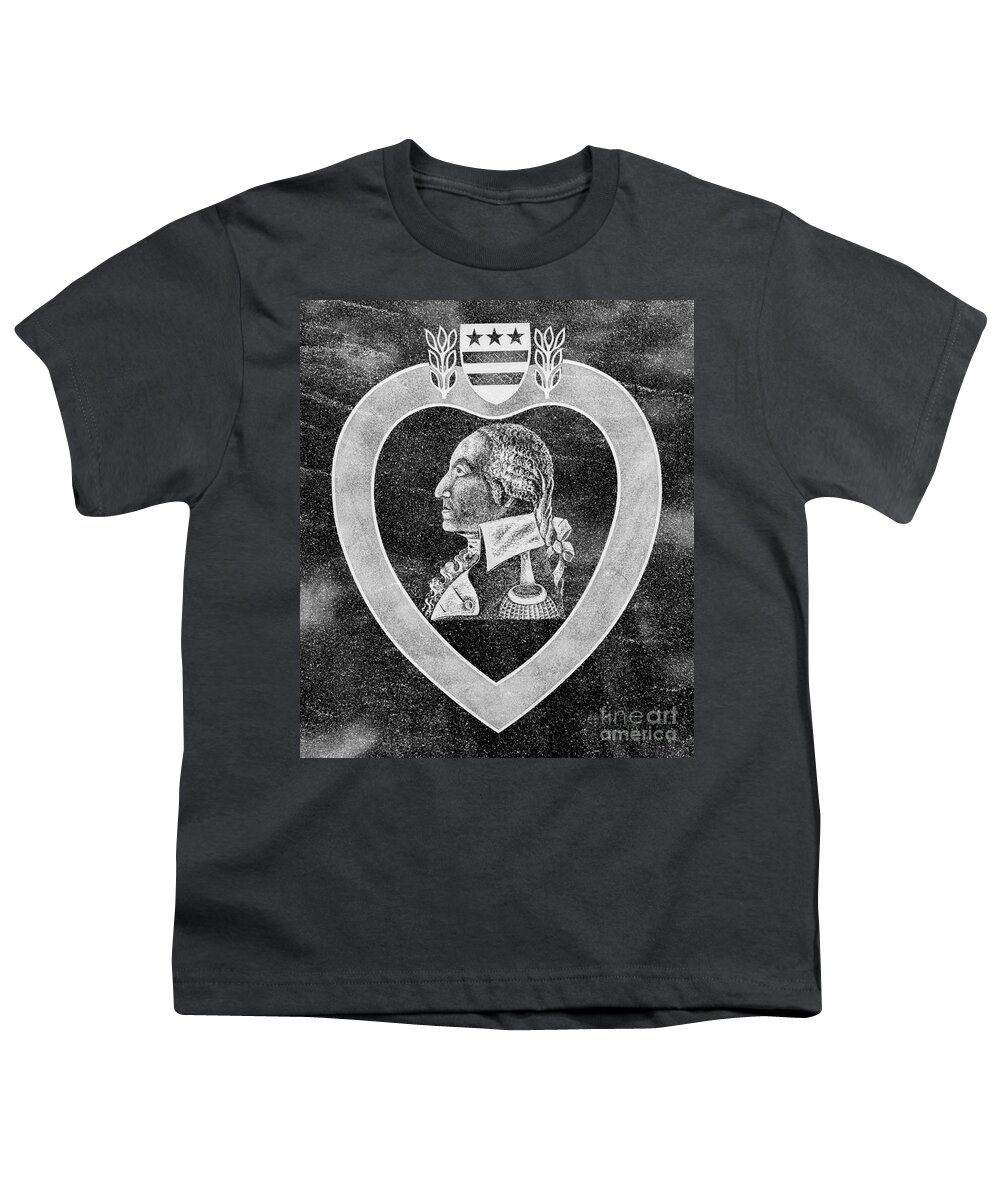 Purple Heart Youth T-Shirt featuring the photograph Purple Heart Emblem Polished Granite by Gary Whitton