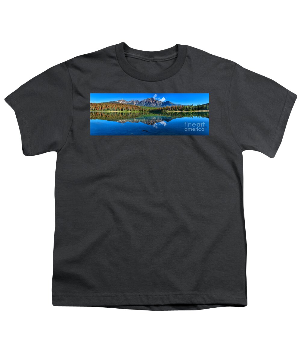 Pyramid Mountain Youth T-Shirt featuring the photograph Pyramid Mountain Reflection Large Panorama by Adam Jewell