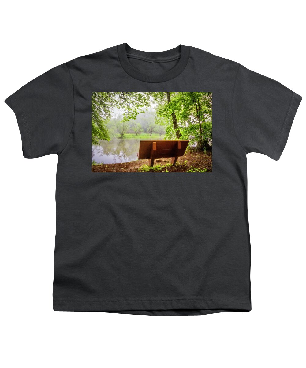 Appalachia Youth T-Shirt featuring the photograph Quiet on a Misty Morning by Debra and Dave Vanderlaan