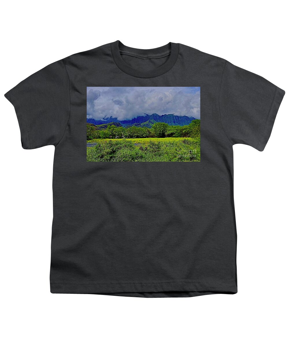 Rain Youth T-Shirt featuring the photograph Rain Clouds Hang Over the Waianae Range by Craig Wood