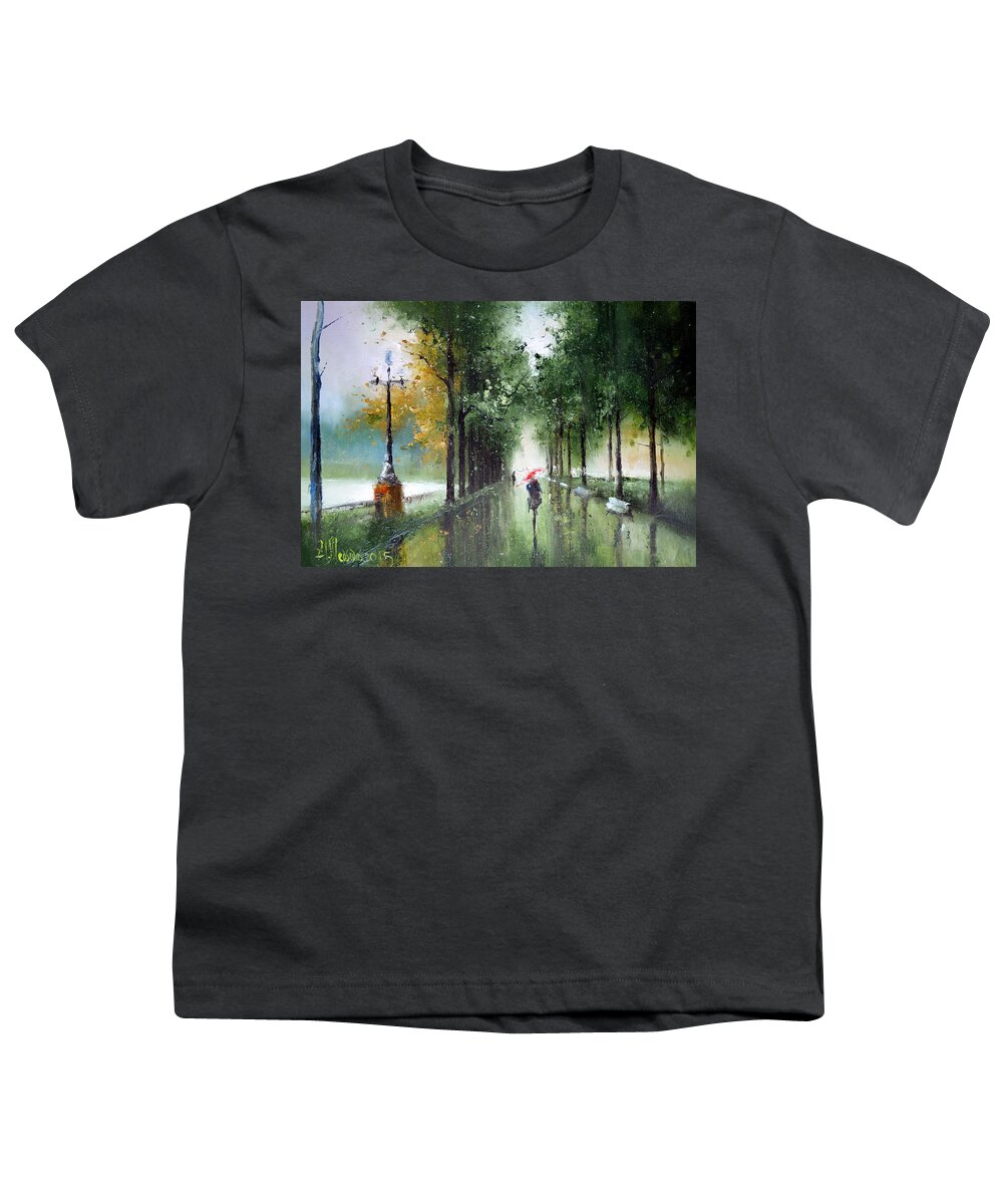 Russian Artists New Wave Youth T-Shirt featuring the painting Rainy Autumn by Igor Medvedev