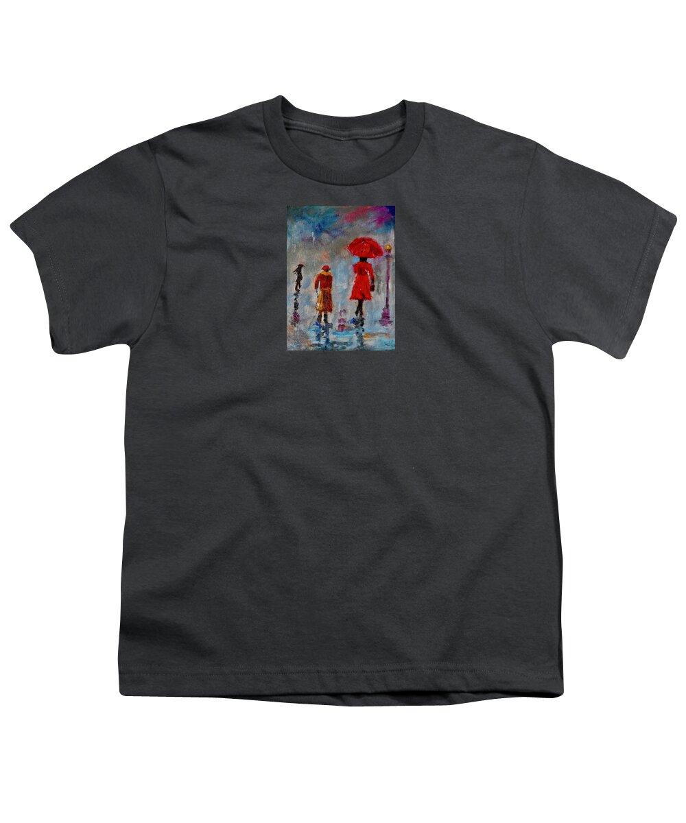 Landscape Youth T-Shirt featuring the painting Rainy Spring Day by Sher Nasser