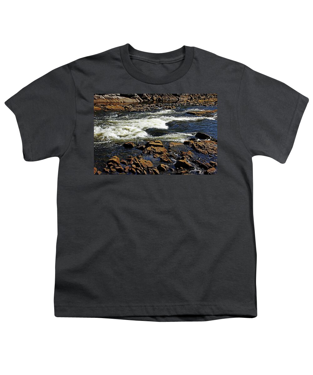 Dalles Rapids Youth T-Shirt featuring the photograph Rapids And Rocks by Debbie Oppermann