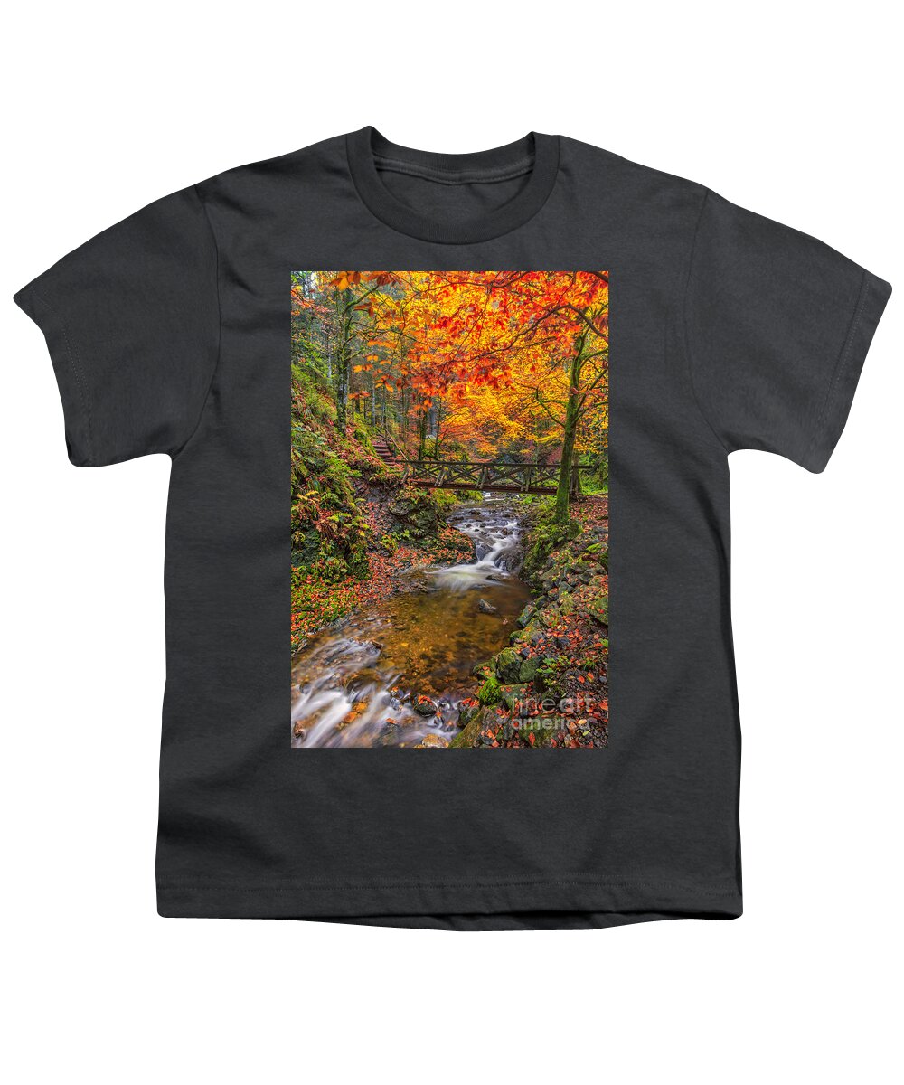Ravenna-gorge Youth T-Shirt featuring the photograph Cascades and Waterfalls by Bernd Laeschke