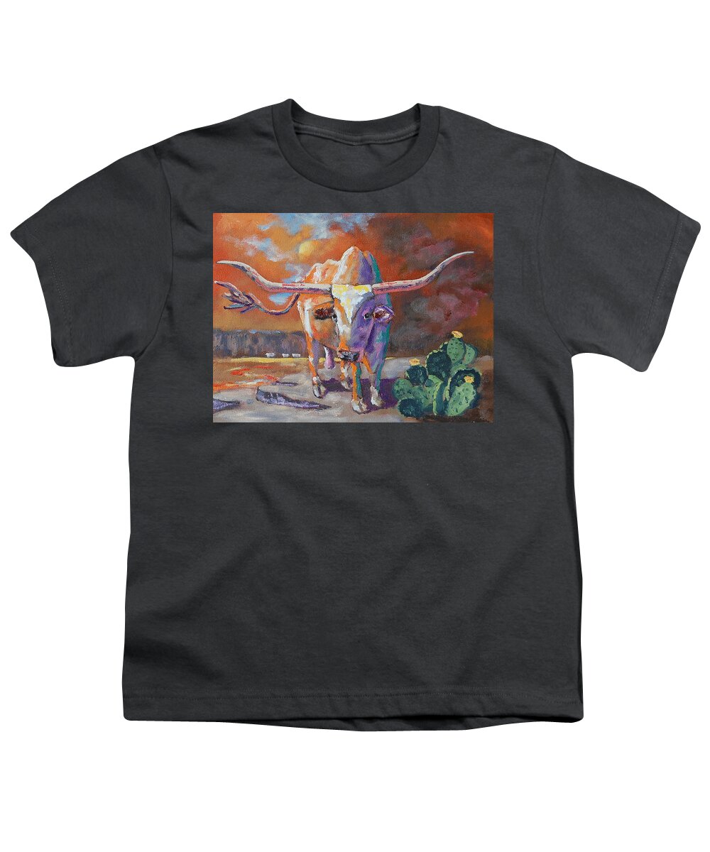 Red River Youth T-Shirt featuring the painting Red River Showdown by J P Childress