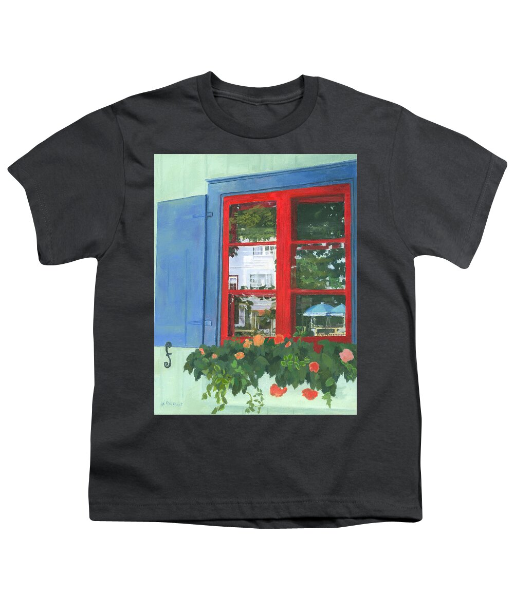 Window Youth T-Shirt featuring the painting Reflecting Panes by Lynne Reichhart
