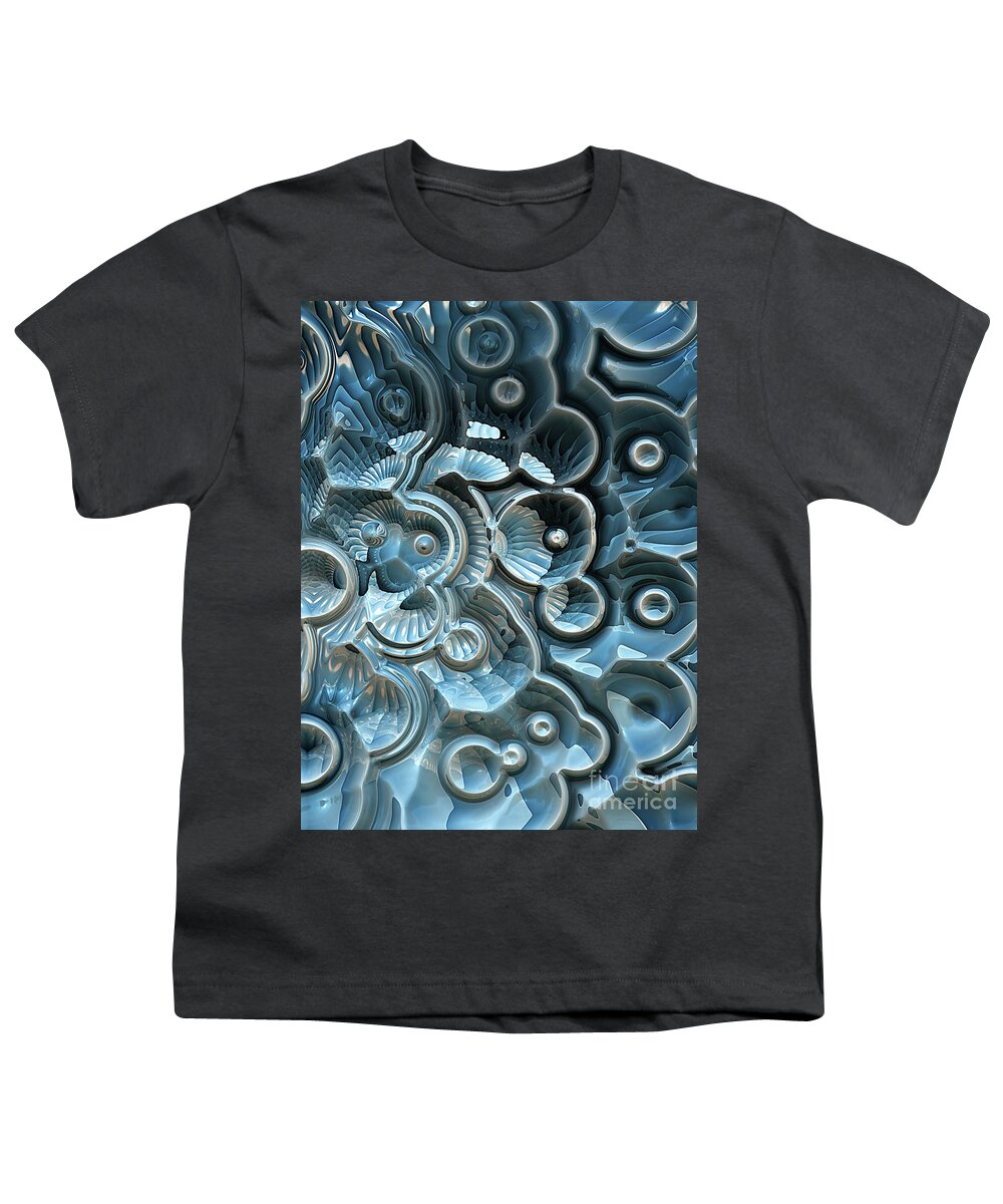 Nautilus Youth T-Shirt featuring the digital art Reflections of A Fractal Fossil by Phil Perkins