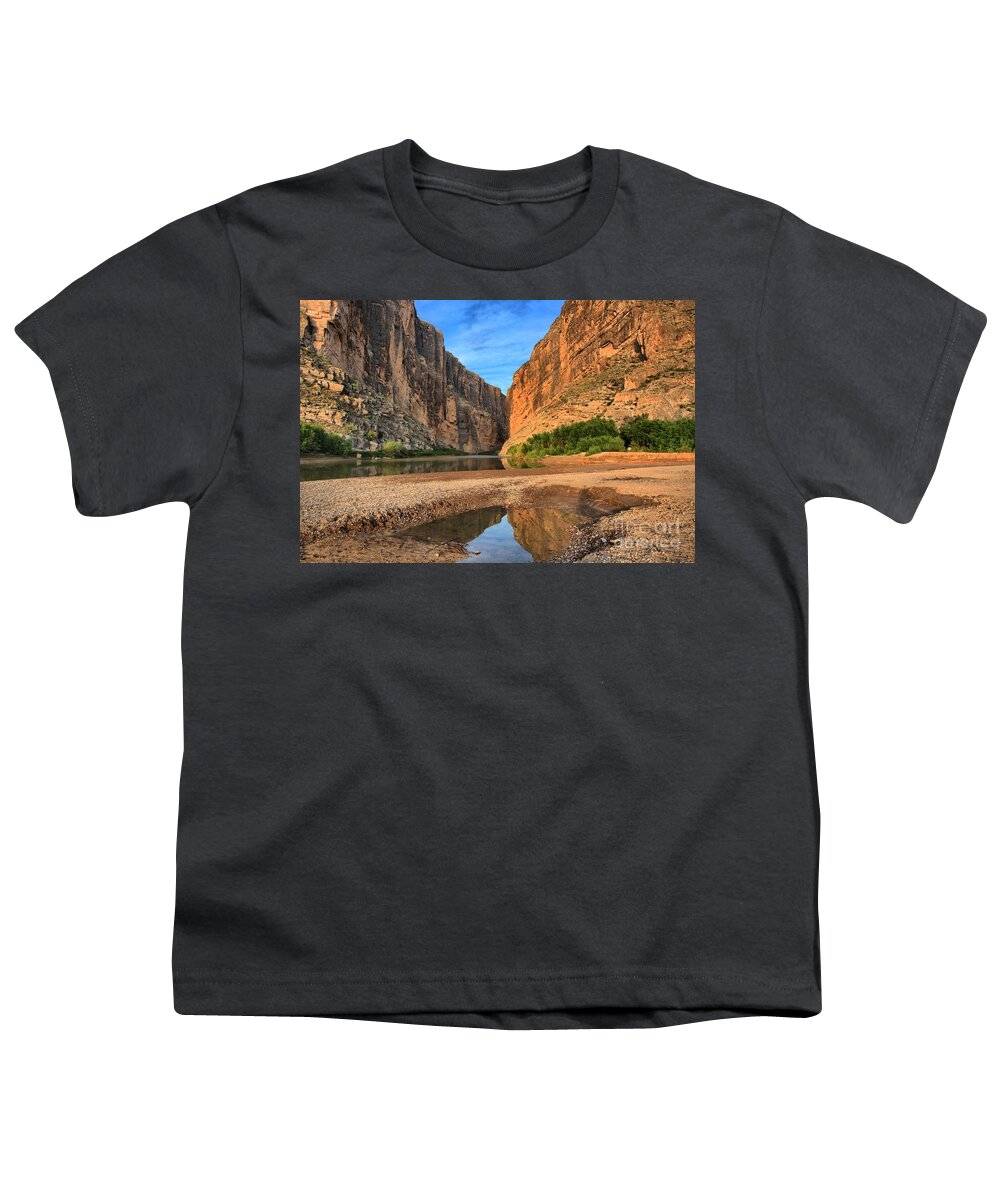 Santa Elena Canyon Youth T-Shirt featuring the photograph Refletions In Terlingua Creek by Adam Jewell
