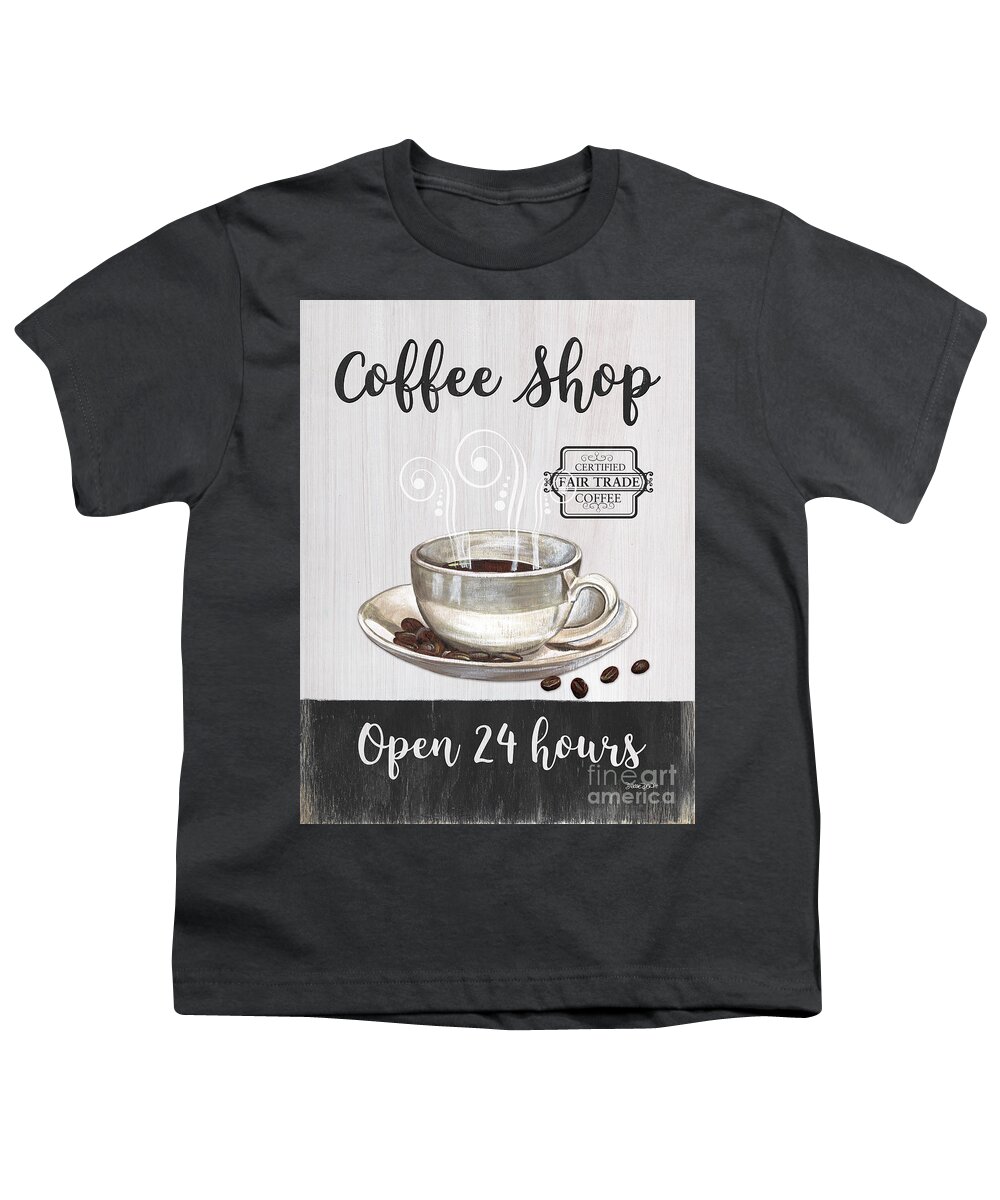 Coffee Youth T-Shirt featuring the painting Retro Coffee Shop 1 by Debbie DeWitt