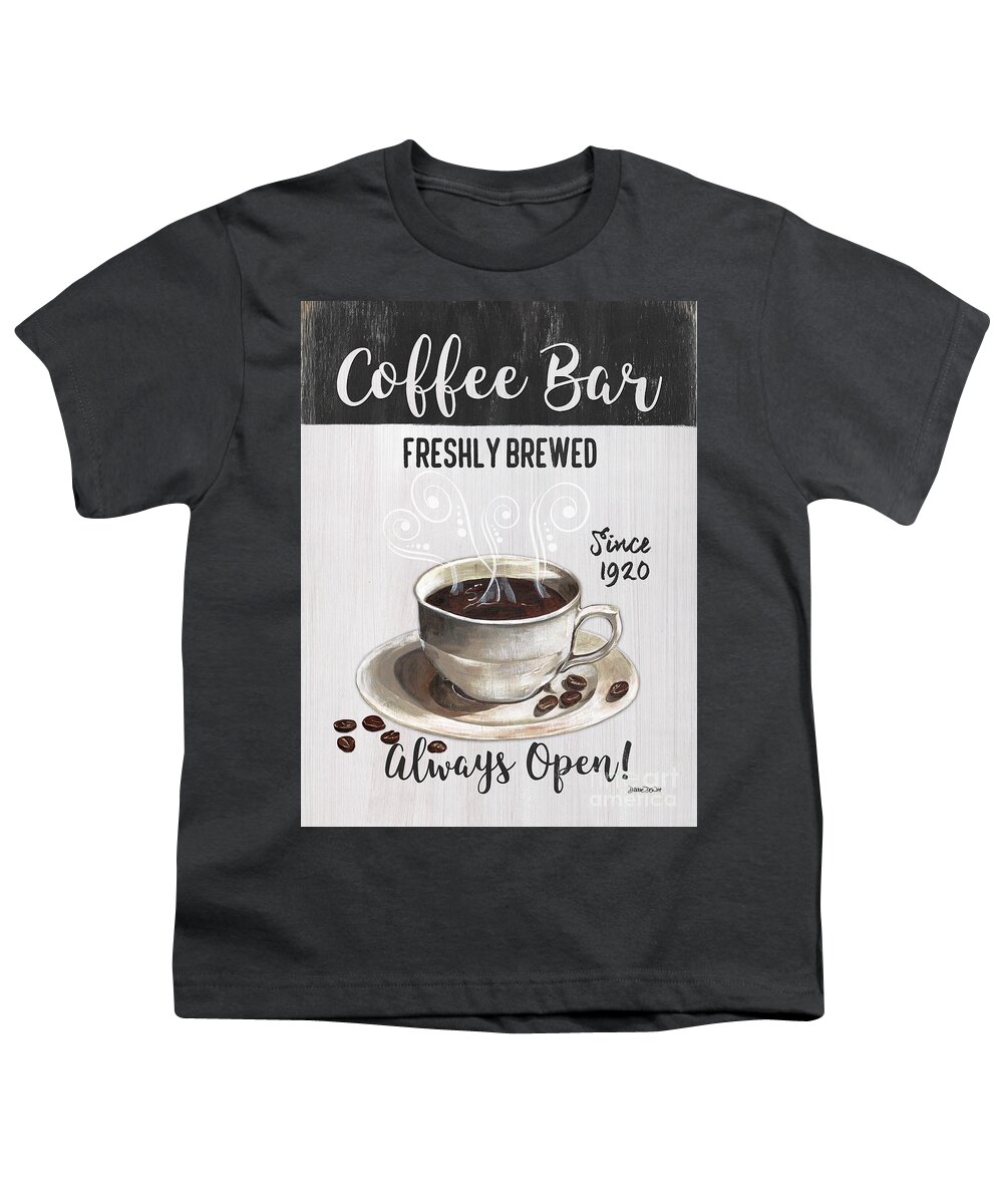 Coffee Youth T-Shirt featuring the painting Retro Coffee Shop 2 by Debbie DeWitt
