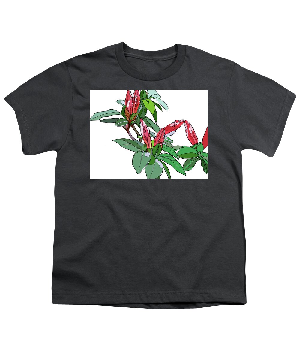 Rhododendron Youth T-Shirt featuring the painting Rhododendron buds by Jamie Downs