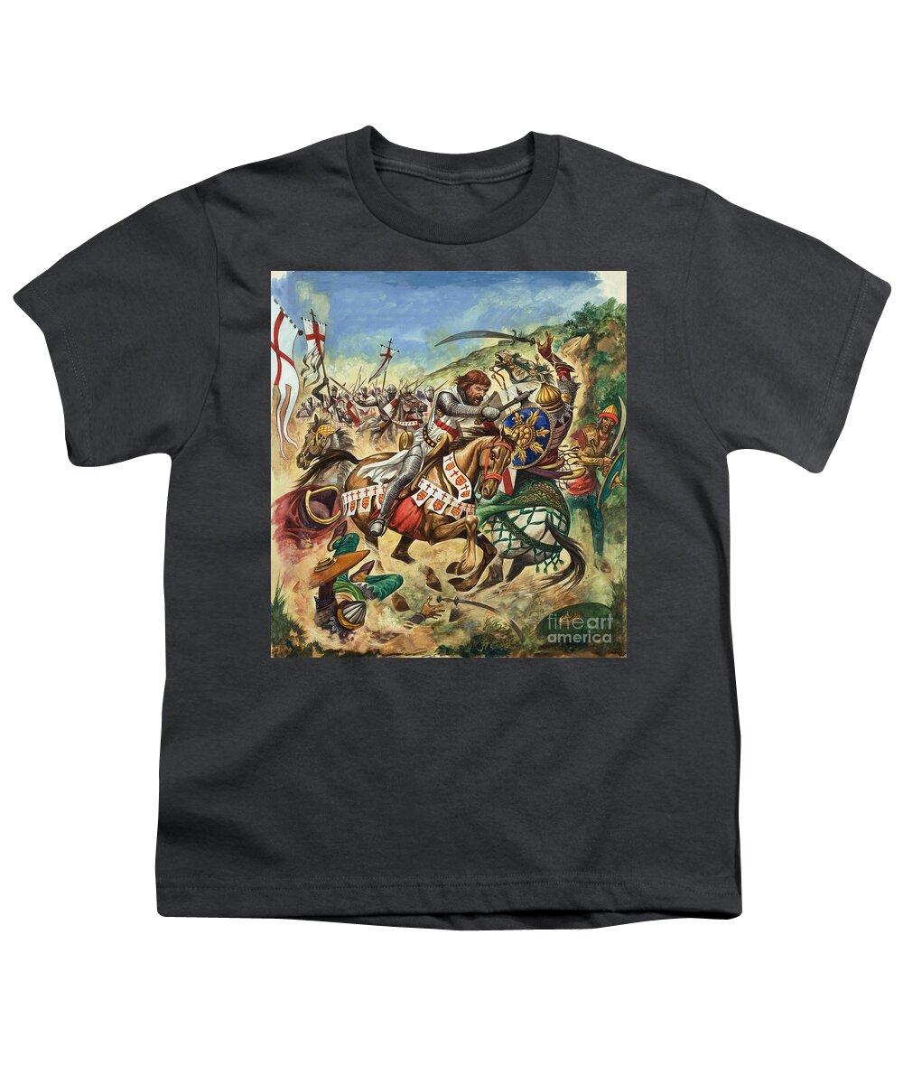 Richard Youth T-Shirt featuring the painting Richard the Lionheart during the Crusades by Peter Jackson