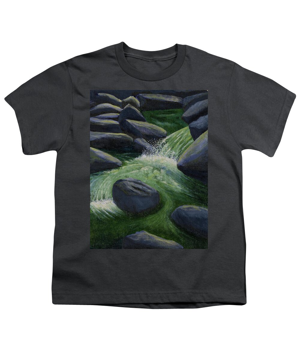 Creek Youth T-Shirt featuring the painting Richland Creek Arkansas Ozarks by Garry McMichael