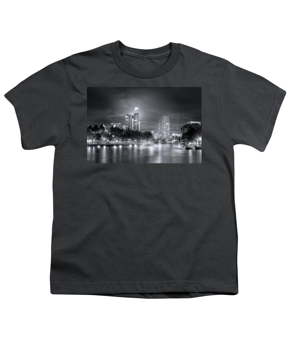 Fort Lauderdale Youth T-Shirt featuring the photograph Riverwalk at Fort Lauderdale by Mark Andrew Thomas