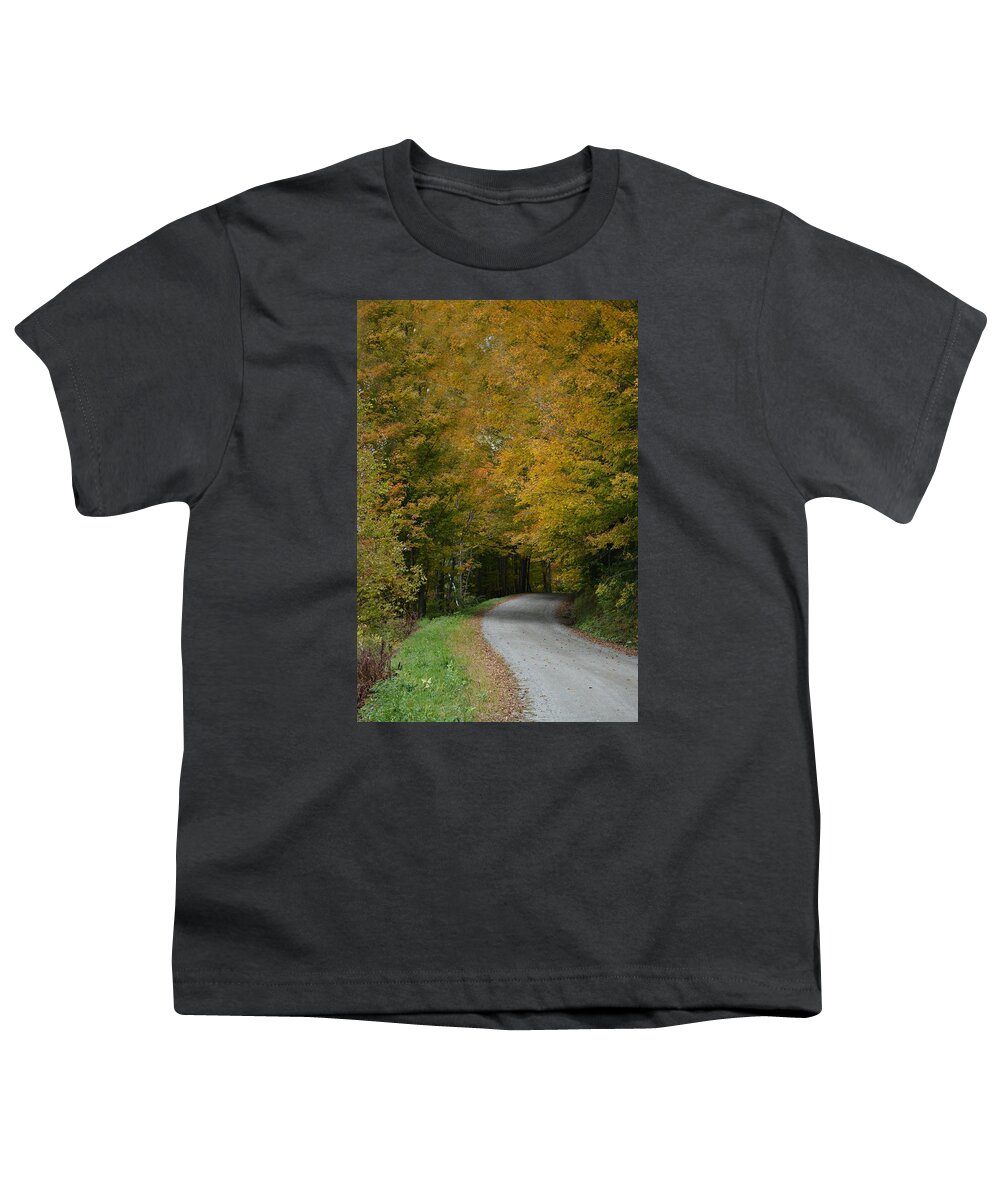 Autumn Youth T-Shirt featuring the photograph Road to October by Carolyn Mickulas