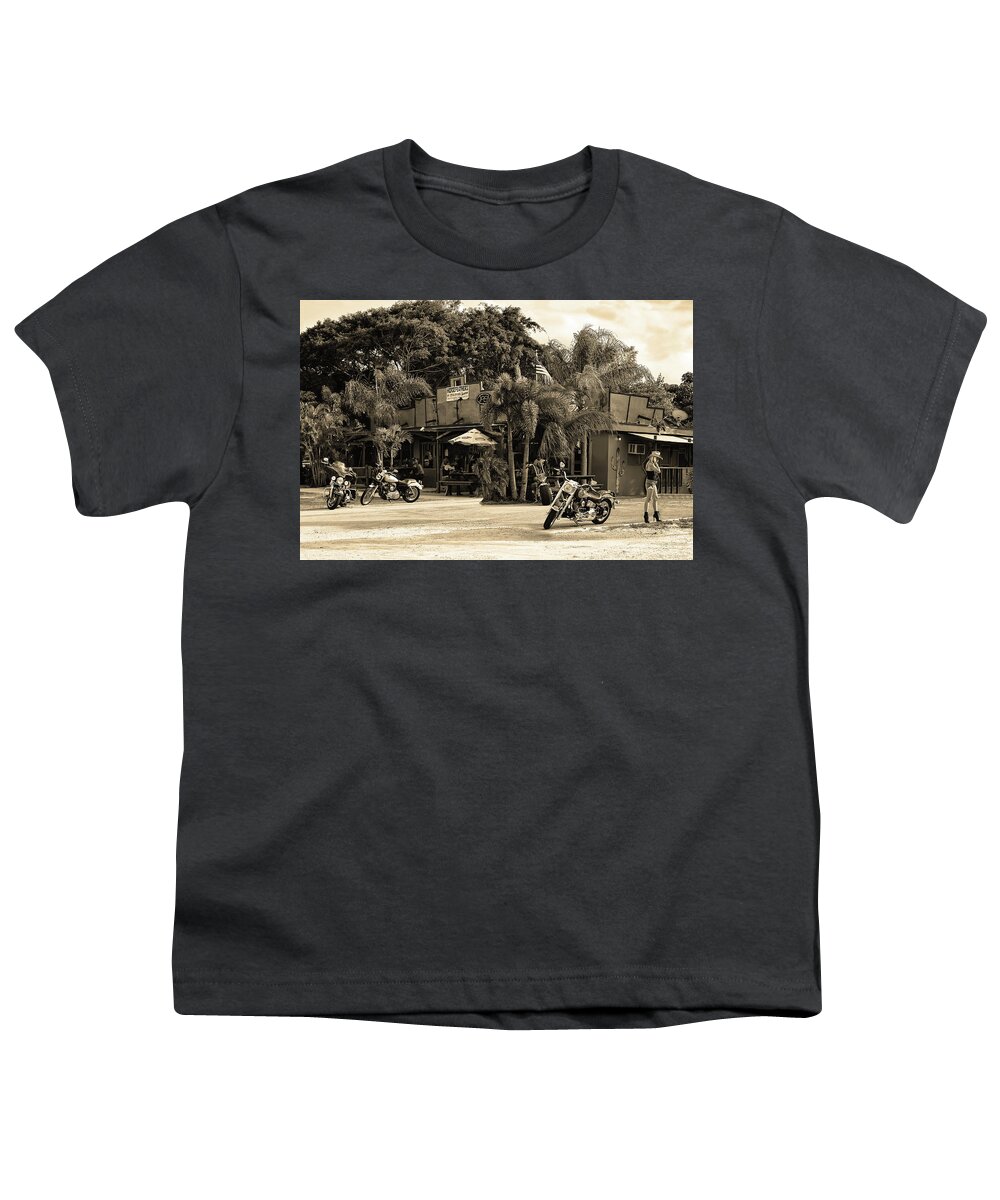 Motorcycle Youth T-Shirt featuring the photograph Roadhouse by Laura Fasulo