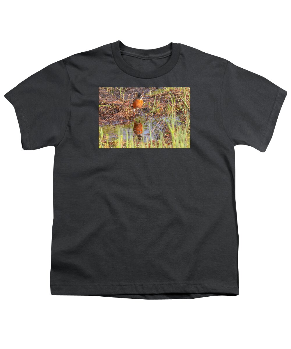 Robin Youth T-Shirt featuring the photograph Robin Reflection by Dart Humeston