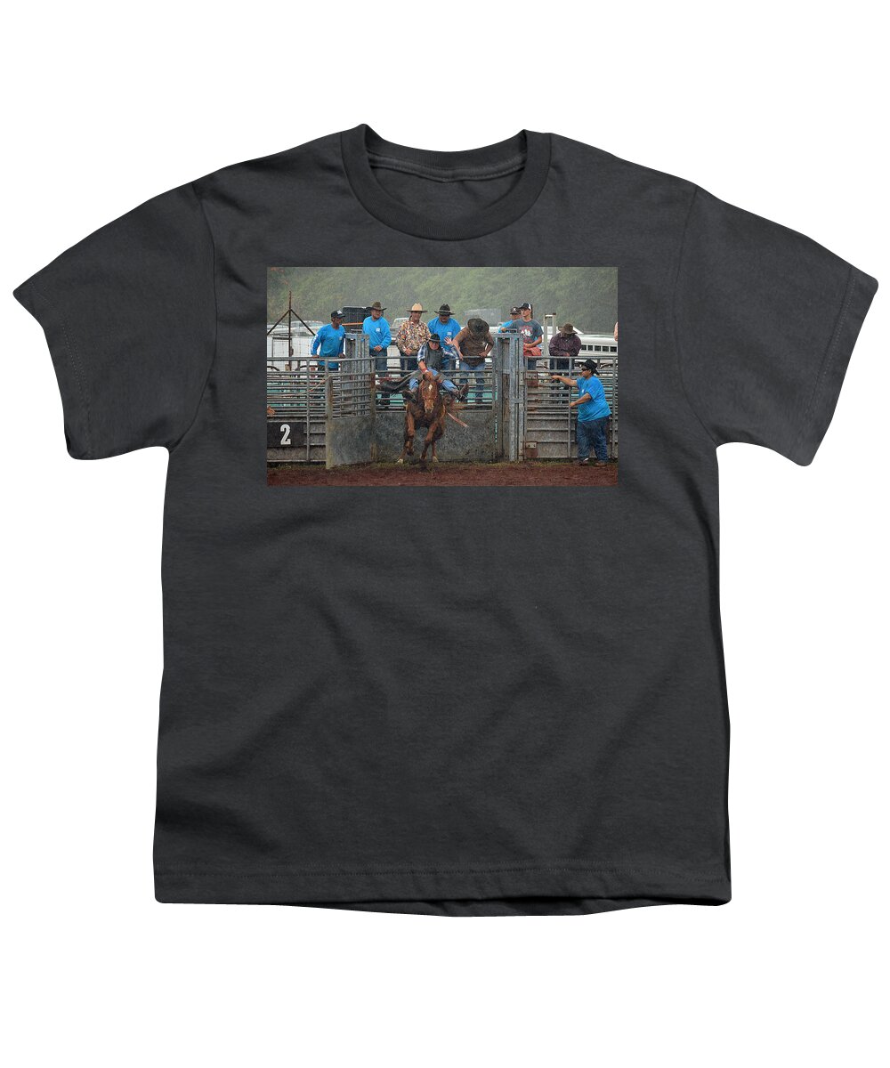 Rodeo Youth T-Shirt featuring the photograph Rodeo Bronco by Lori Seaman
