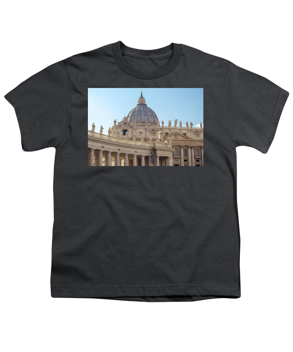 Vatican Youth T-Shirt featuring the photograph Rome - St Peter Basilica by AM FineArtPrints