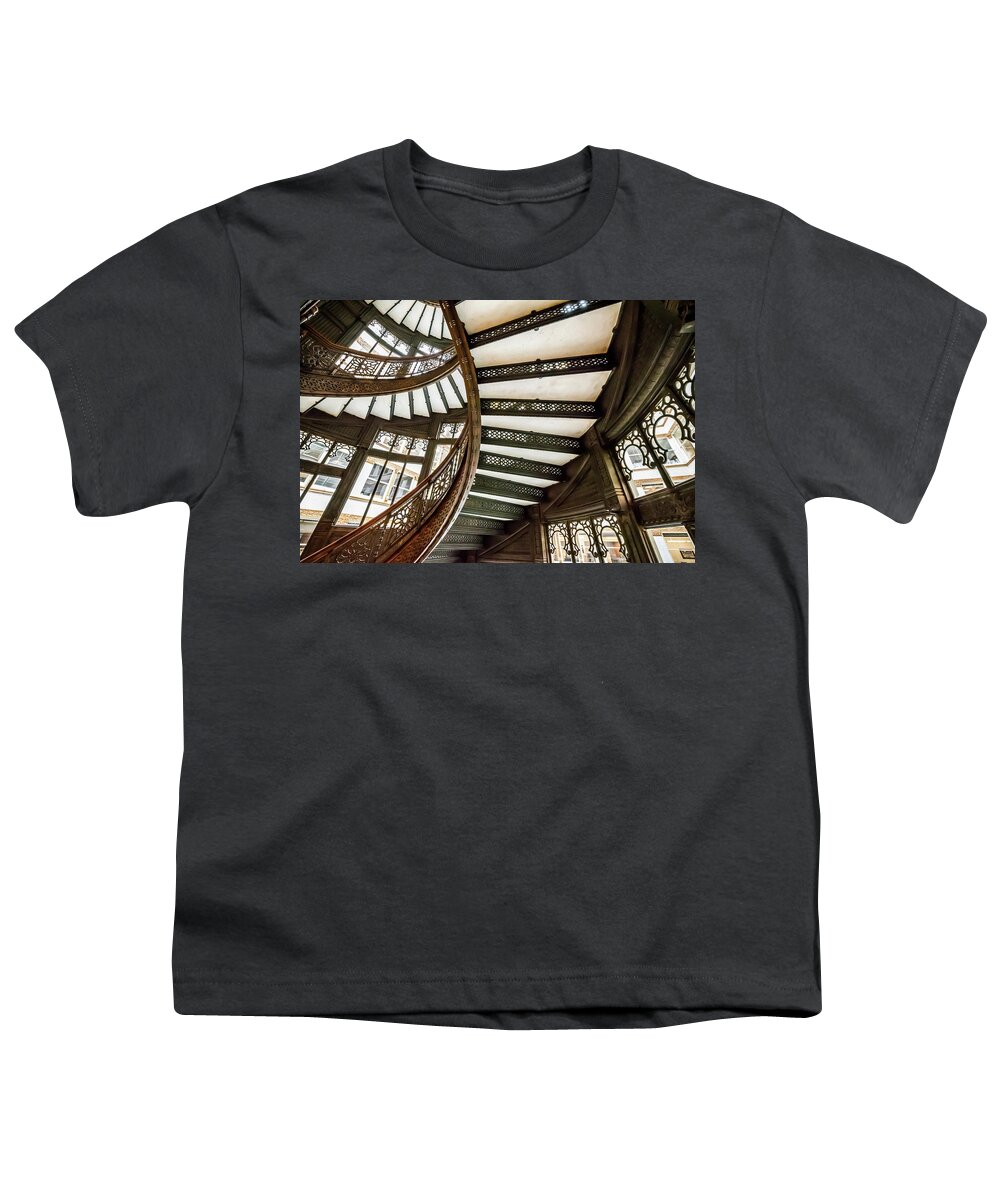 Chicago Youth T-Shirt featuring the photograph Rookery Building Looking up Underneath the Winding Stairs by Anthony Doudt