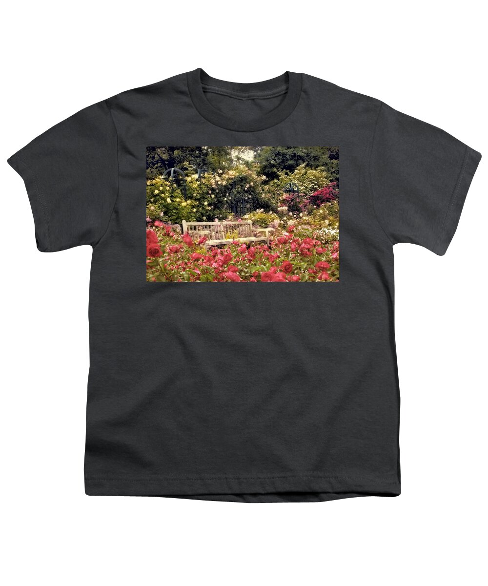 Garden Youth T-Shirt featuring the photograph Rose Garden Respite by Jessica Jenney